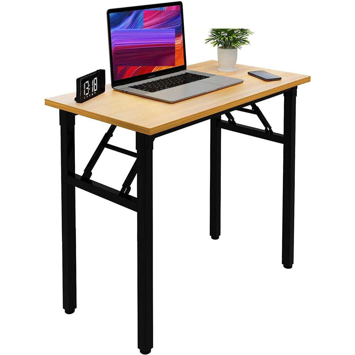 Sturdy and Heavy Duty Foldable Office Computer Desk (Teak, 80cm)