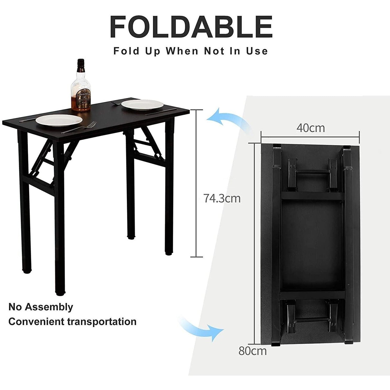 Sturdy and Heavy Duty Foldable Office Computer Desk (Walnut, 80cm)