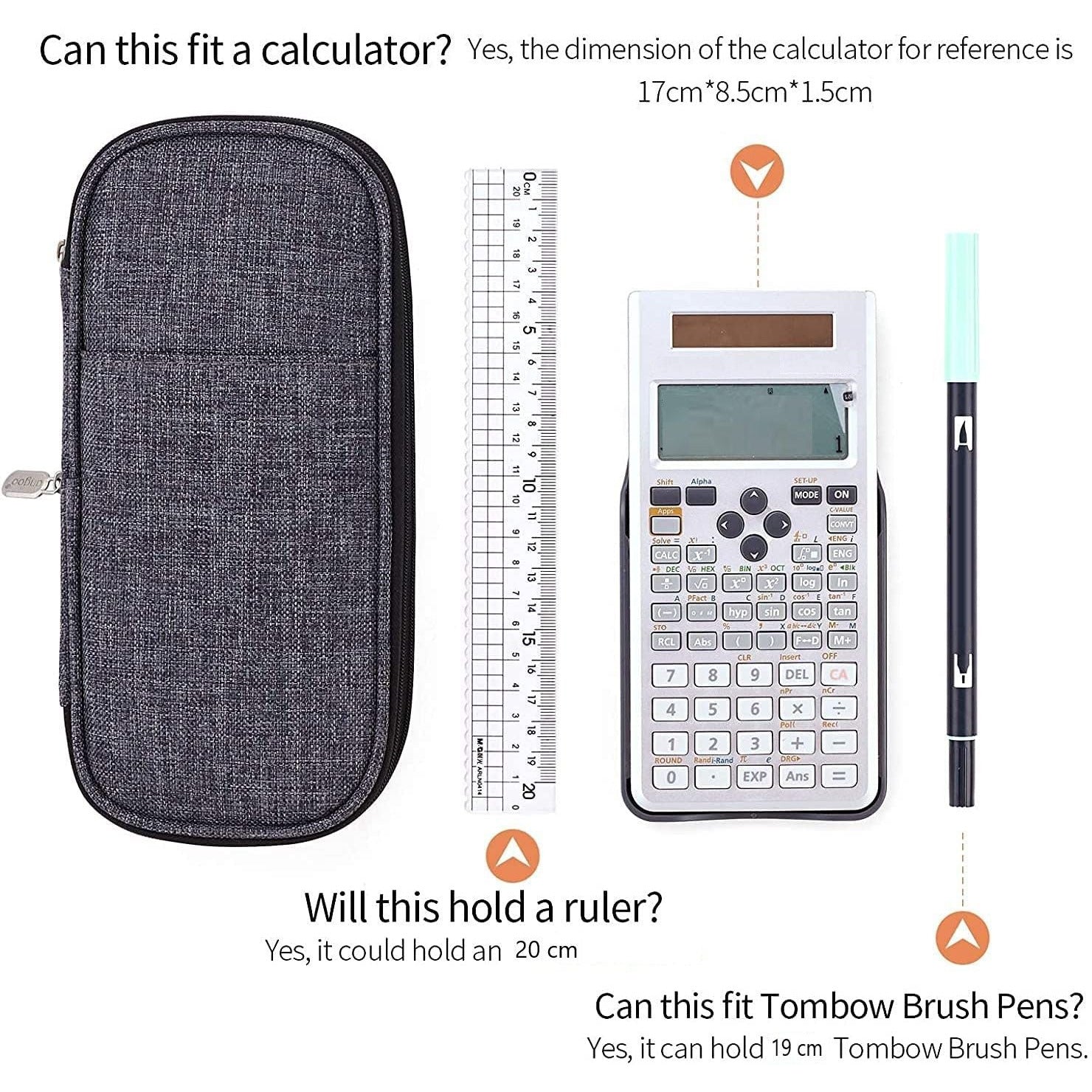 Foldable Large Capacity Pencil Bag for Youth School (Grey)