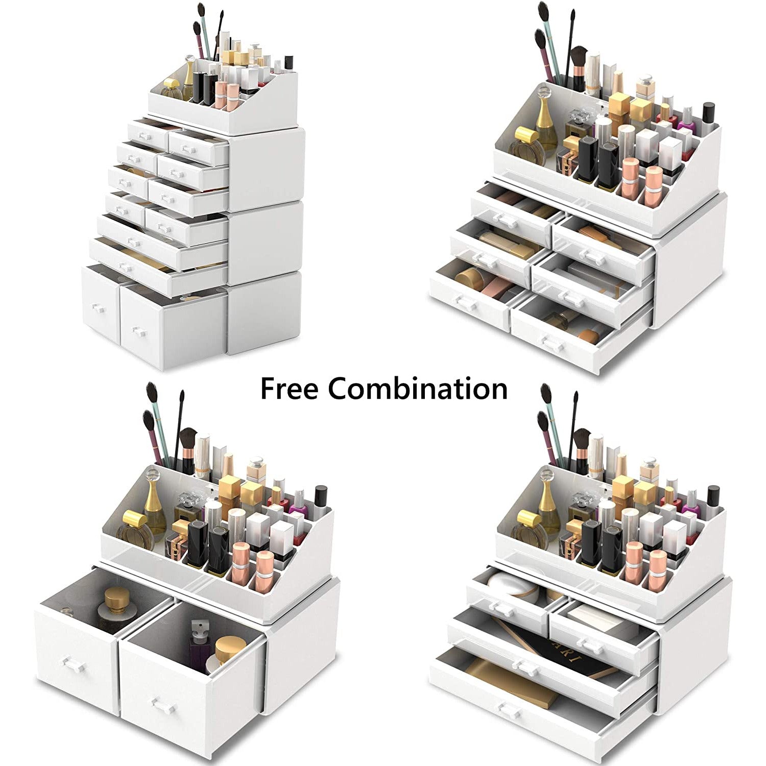 Makeup Cosmetic Organizer Storage with 12 Drawers Display Boxes (White)