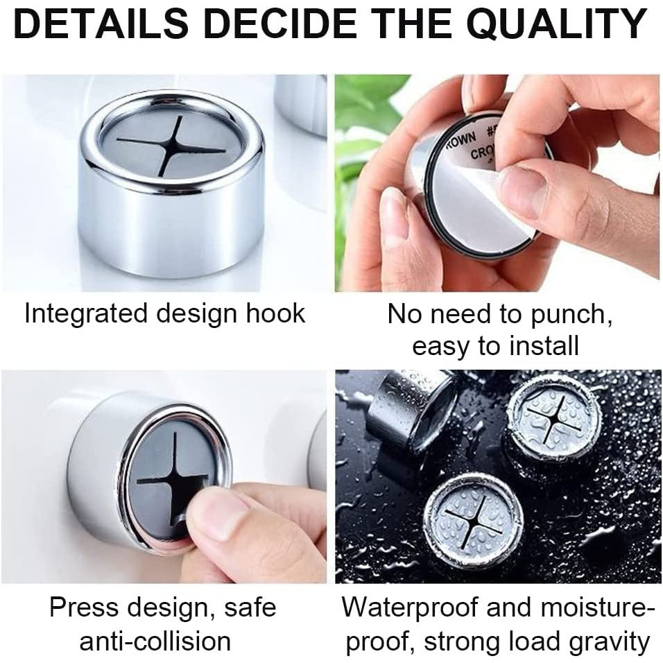 3 Pack Self Adhesive Round Towel Hooks for Kitchen and Bathroom