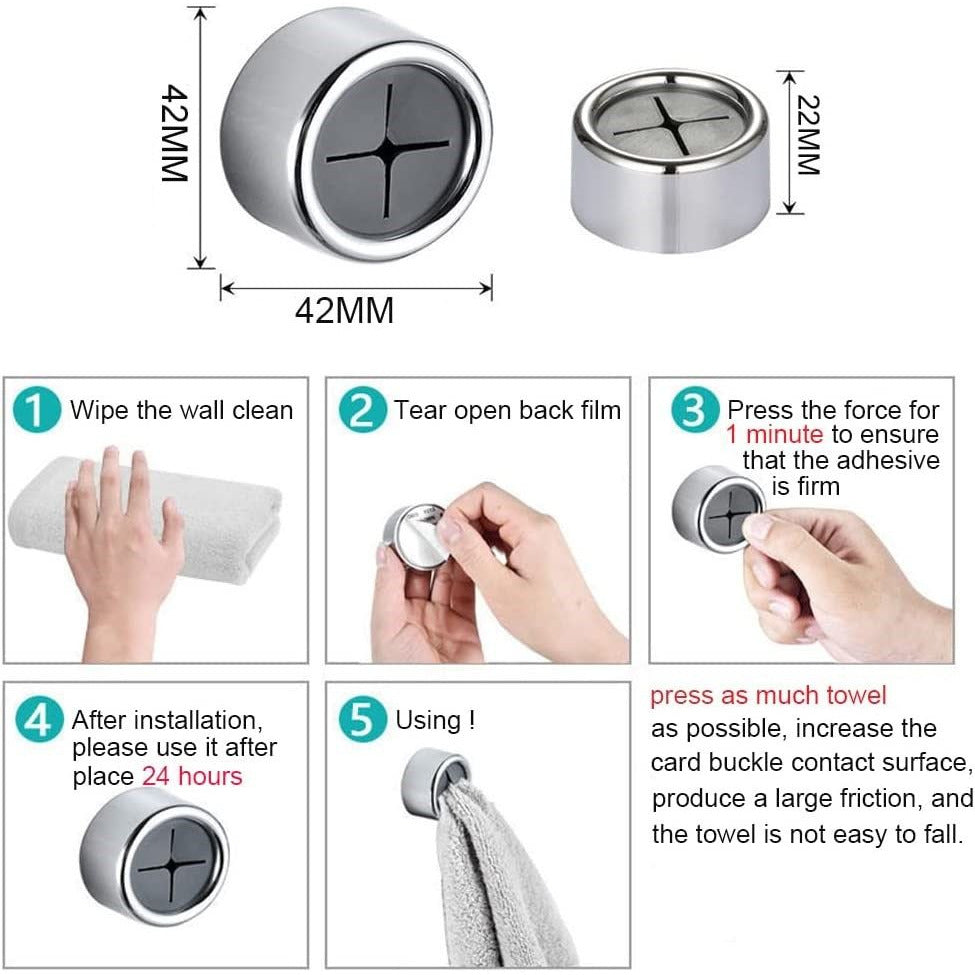 3 Pack Self Adhesive Round Towel Hooks for Kitchen and Bathroom