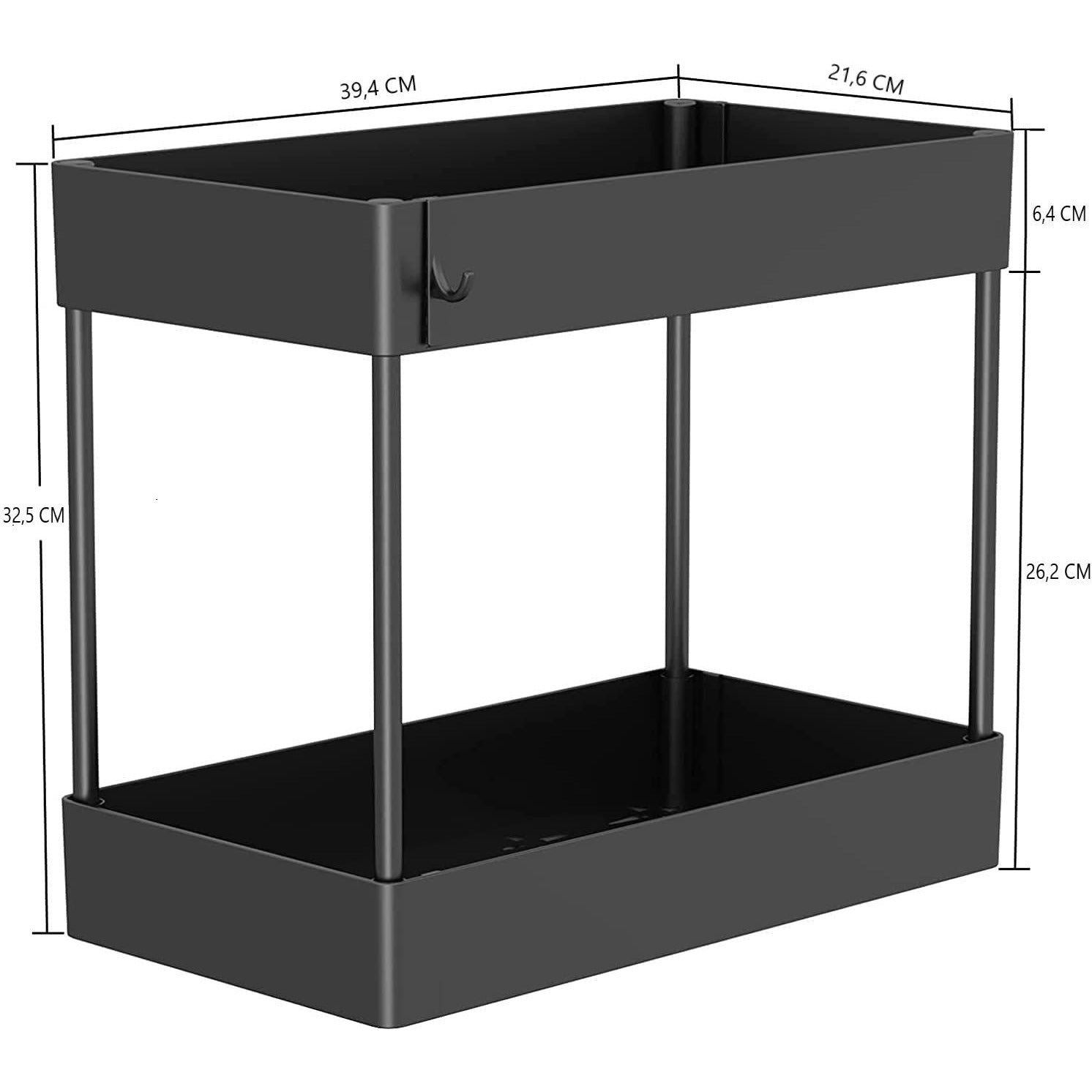 2 Tier Multi-Purpose Under Sink Organizer Shelf Storage Rack for Bathroom and Kitchen