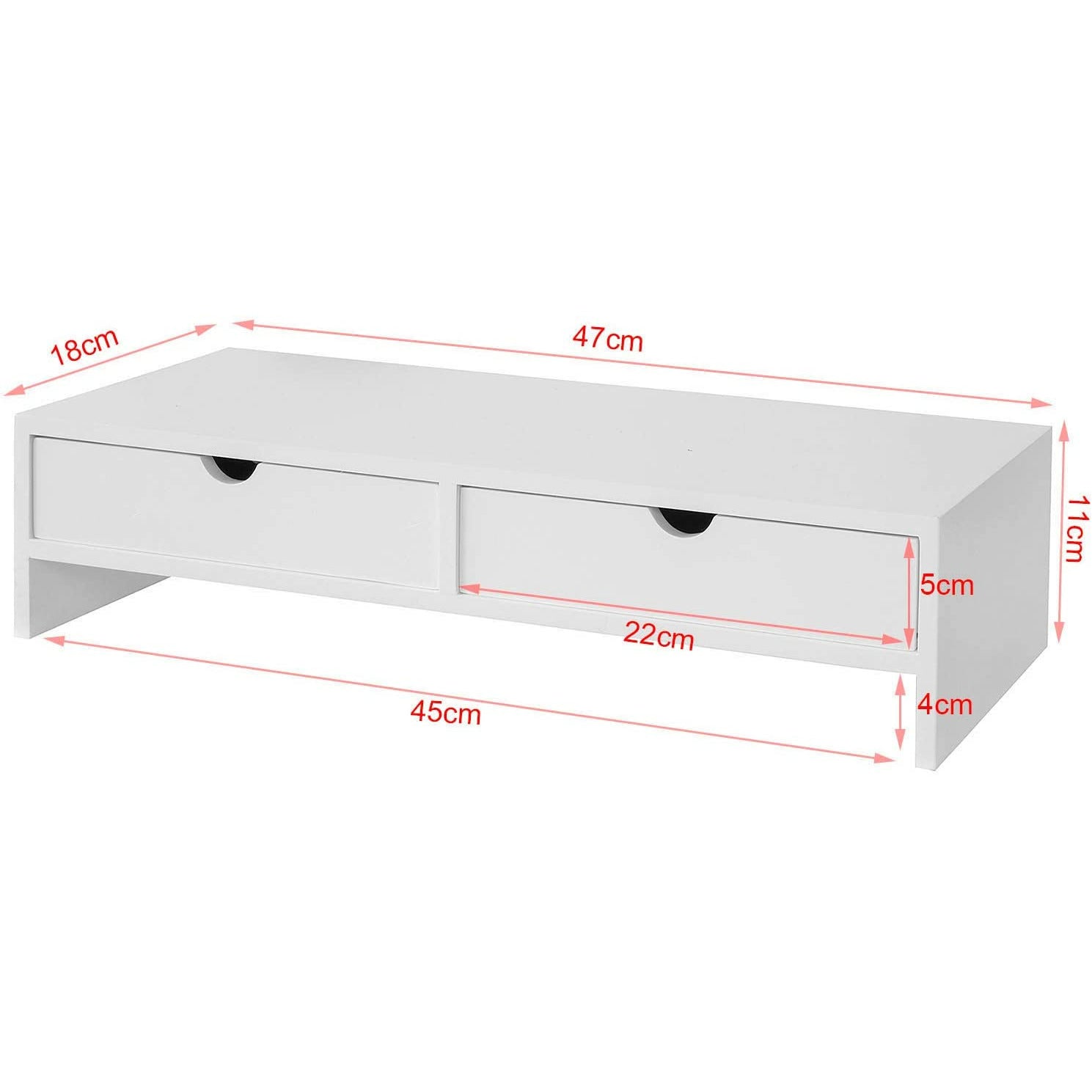 White Monitor Stand Desk Organizer with 2 Drawers