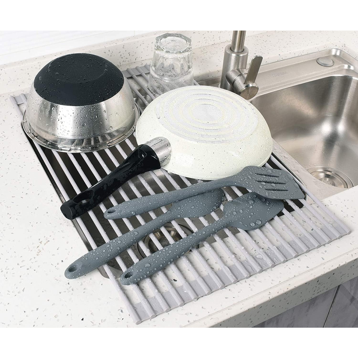 Over The Sink Multipurpose Roll-Up Dish Drying Rack (52 x 33 cm)