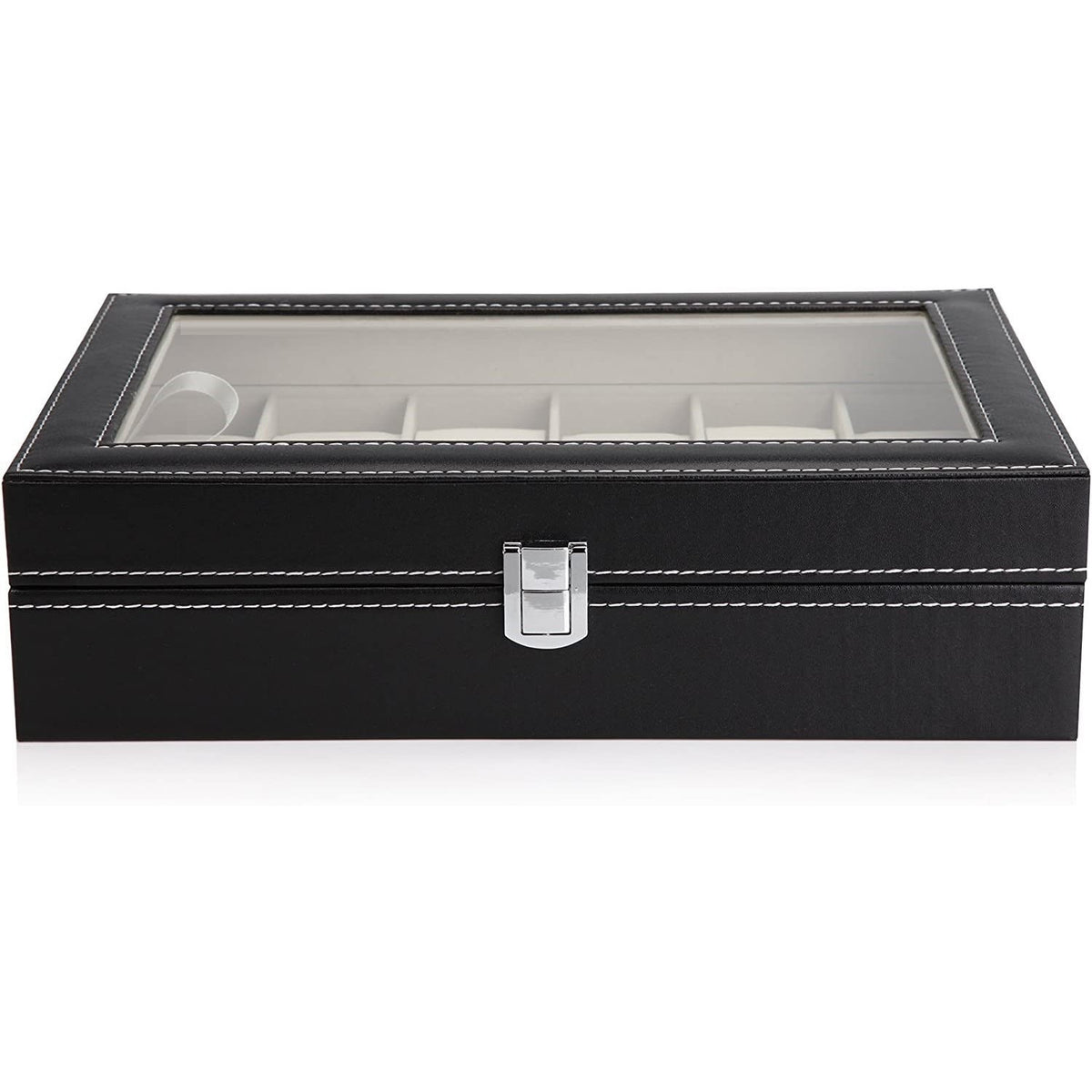 Black PU Leather Watch Organizer Display Storage Box Cases for Men & Women (12 slots)