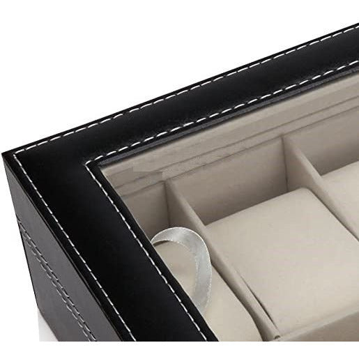 Black PU Leather Watch Organizer Display Storage Box Cases for Men & Women (12 slots)