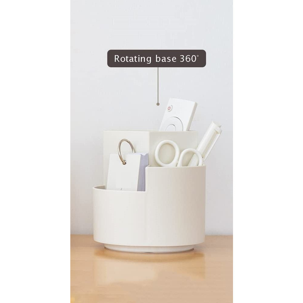 360 degree rotating multi-functional pen holder with 3 separate layer for office desk organiser (Grey)