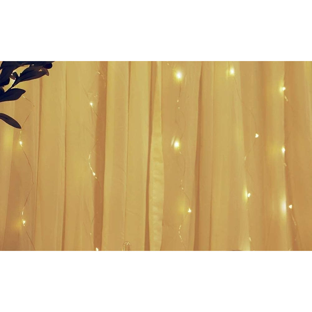 300 LEDs Window Curtain Fairy Lights 8 Modes and Remote Control for Bedroom (Warm White, 300 x 300cm)