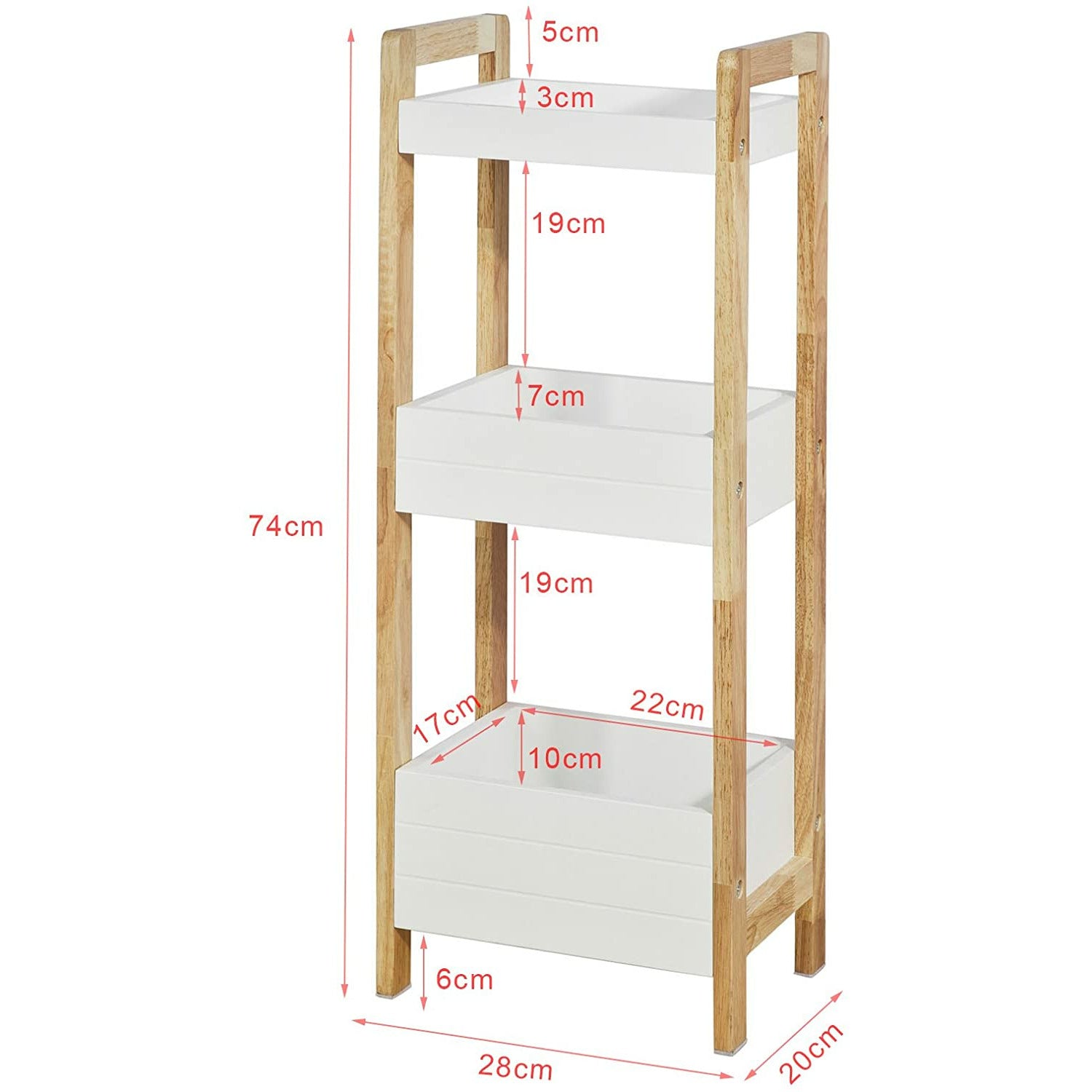 3-Tier White Storage Bathroom Shelf