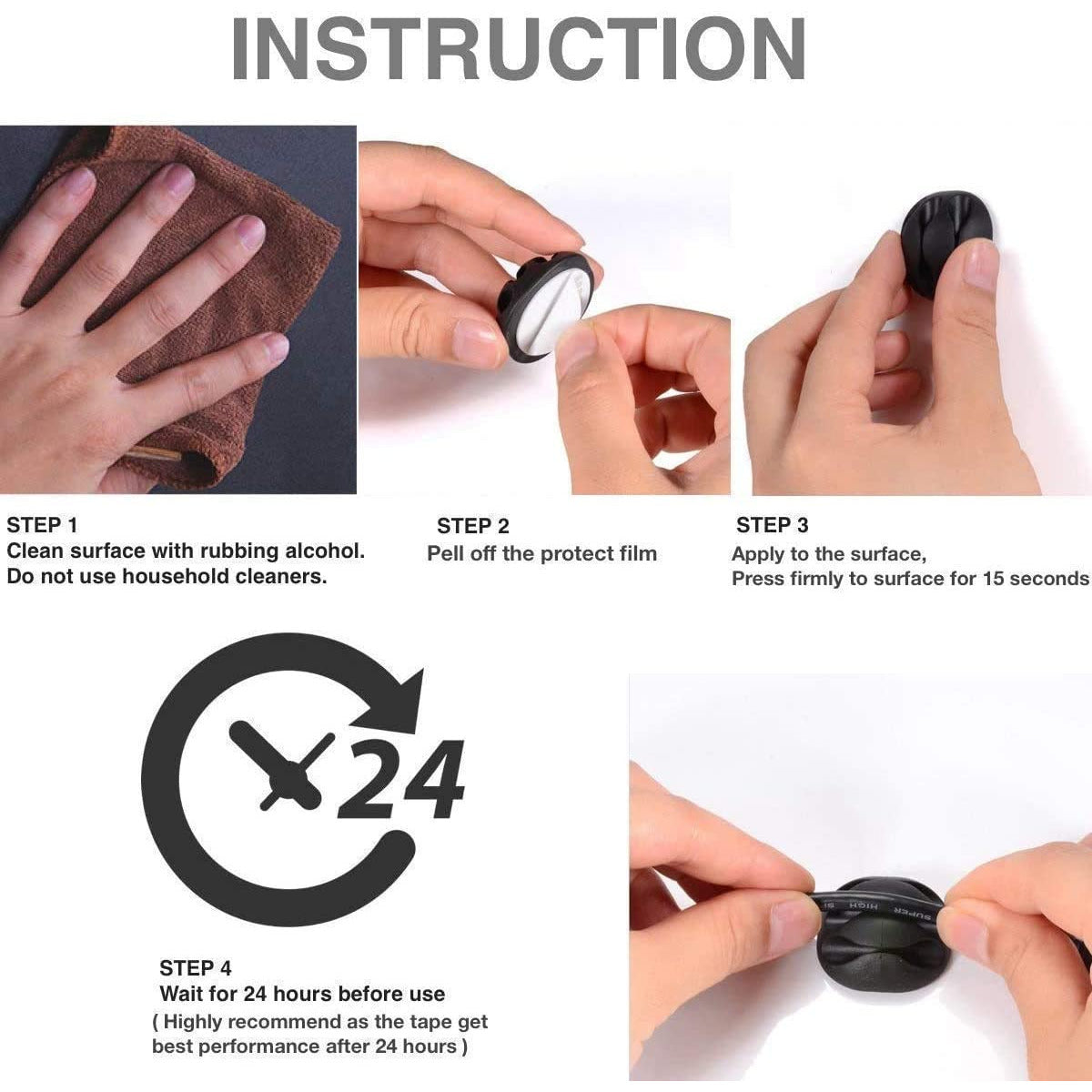 16 Pack Black Cord Organizer Cable Management for Home and Office