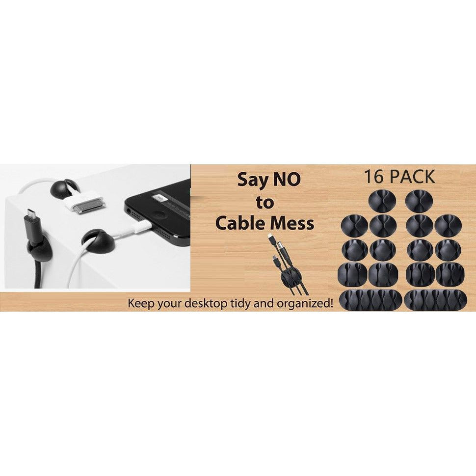 16 Pack Black Cord Organizer Cable Management for Home and Office