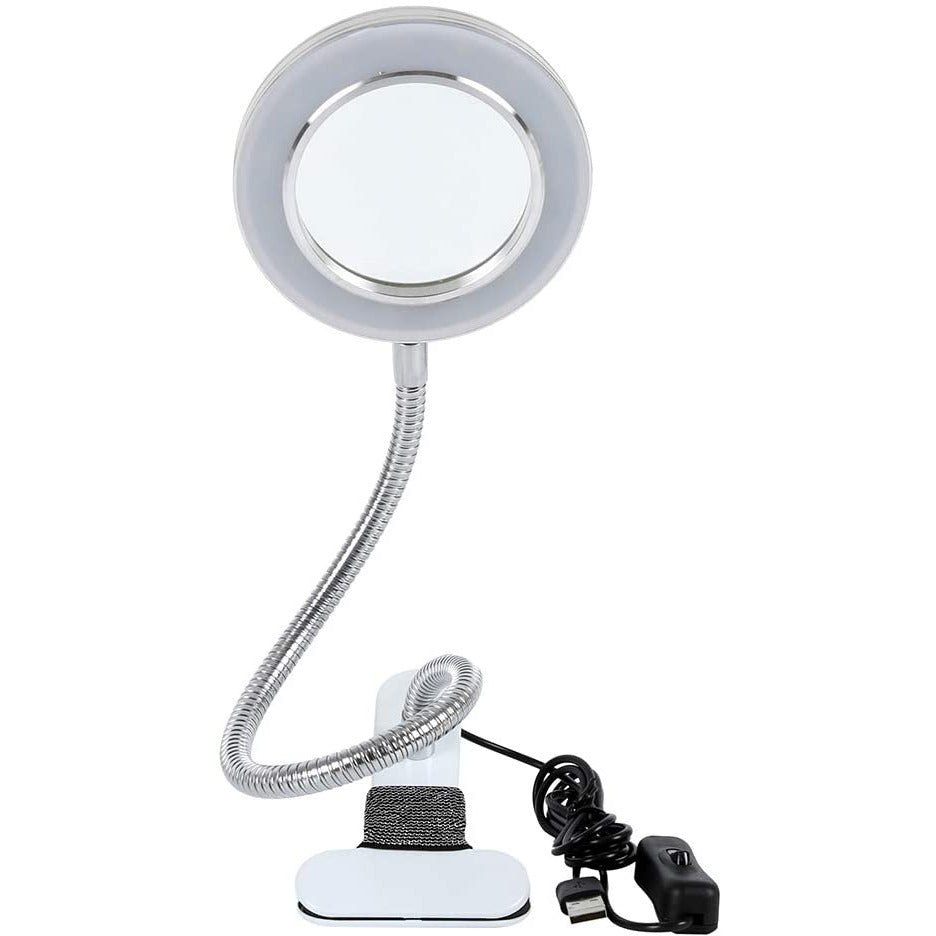 Lighting LED 8X Magnifying Lamp with Metal Clamp 360&deg; Flexible Gooseneck and USB Plug Design for Tattoo, Manicure and Reading
