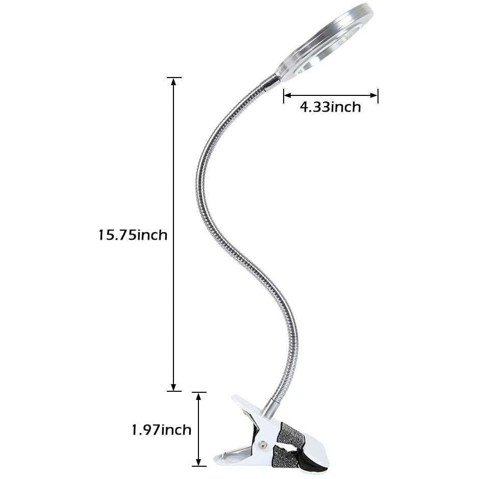 Lighting LED 8X Magnifying Lamp with Metal Clamp 360&deg; Flexible Gooseneck and USB Plug Design for Tattoo, Manicure and Reading