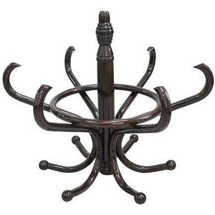 CARLA HOME Brown Coat Rack with Stand Wooden Hat and 12 Hooks Hanger Walnut tree