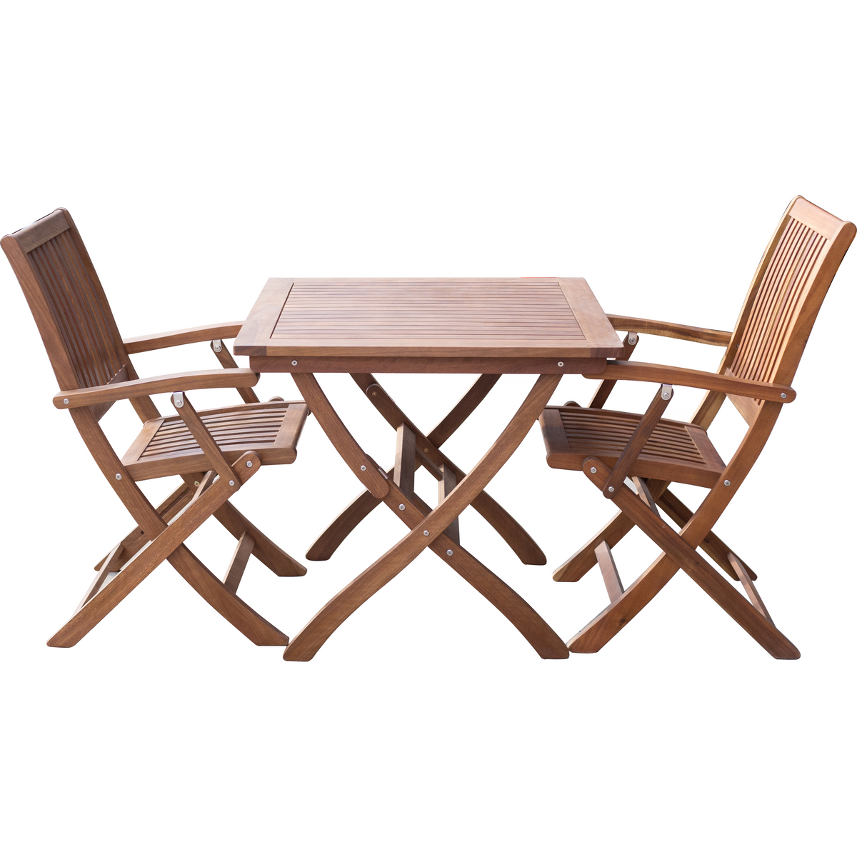 Maculata folding table and 2 armchairs