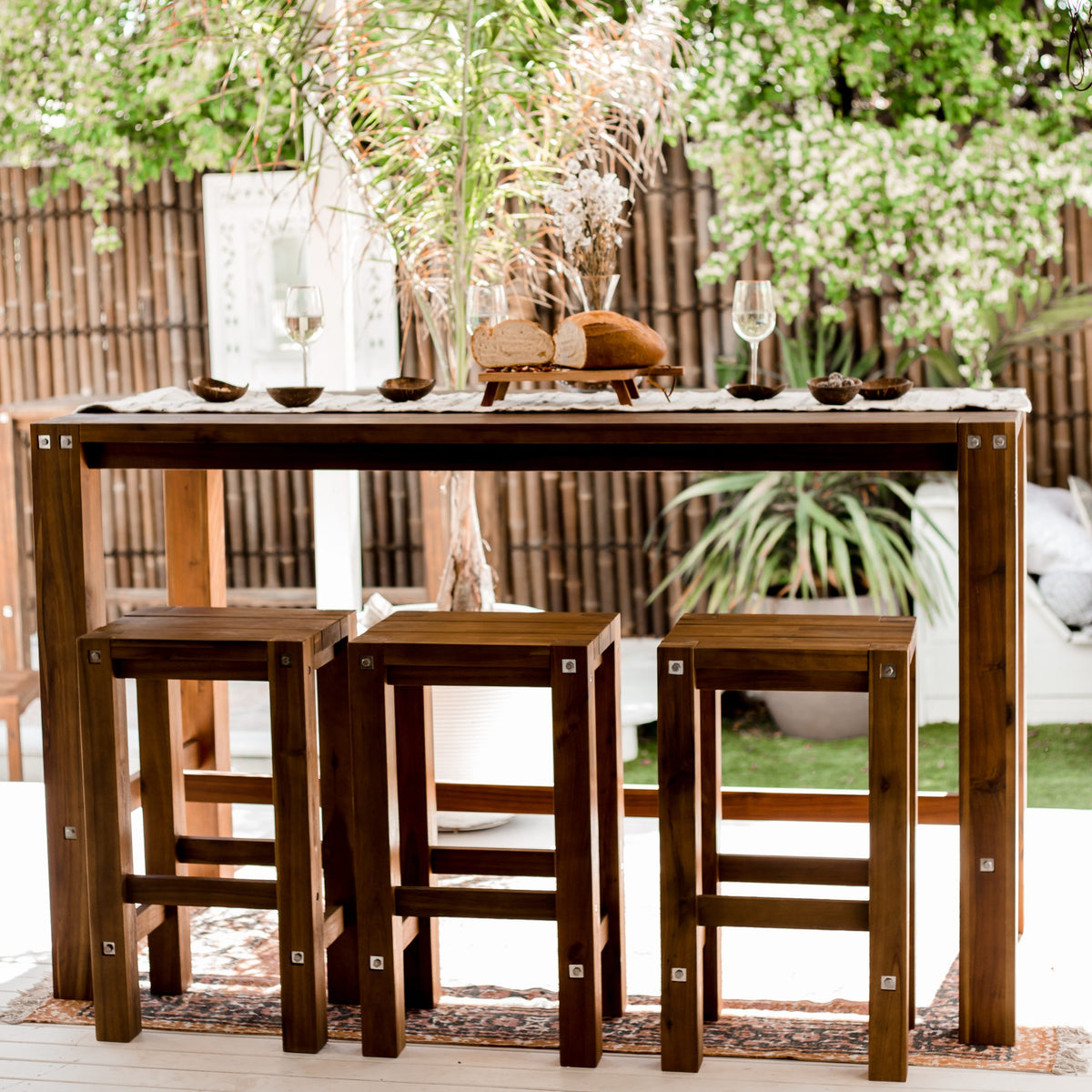 Sturdy bar table &amp; stool set - Natural