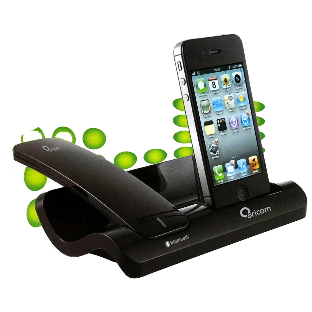 Oricom 30 Pin iPhone 4 4s iPod Charger &amp; Cordless Bluetooth Handset black