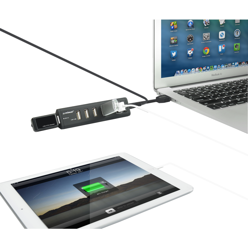 mbeat 7-Port USB 3.0 x 1 + USB 2.0 x 6 Hub with 2.1A Smart Charging Function