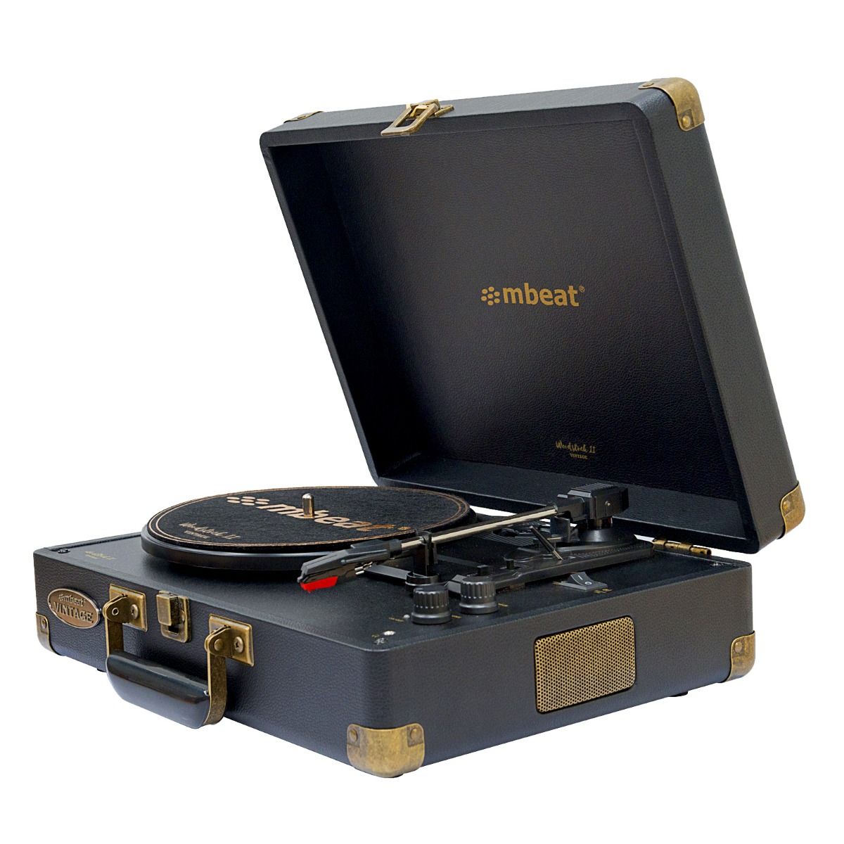 mbeat Woodstock II Black Retro Bluetooth (TX/RX) Turntable