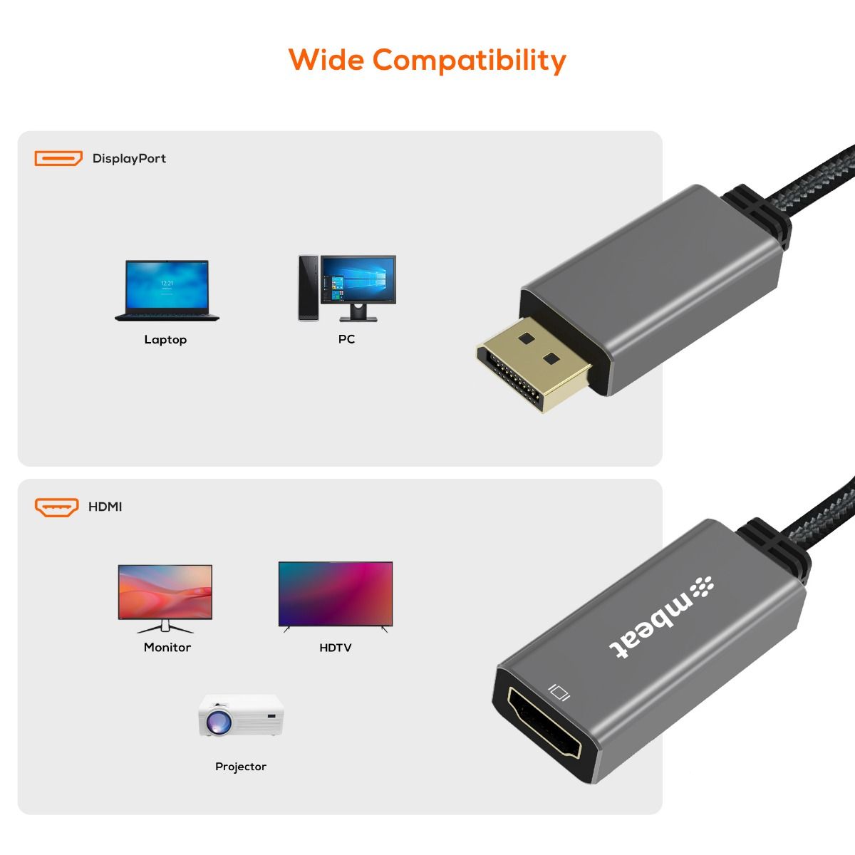 mbeat Elite Display Port to HDMI Adapter - Space Grey