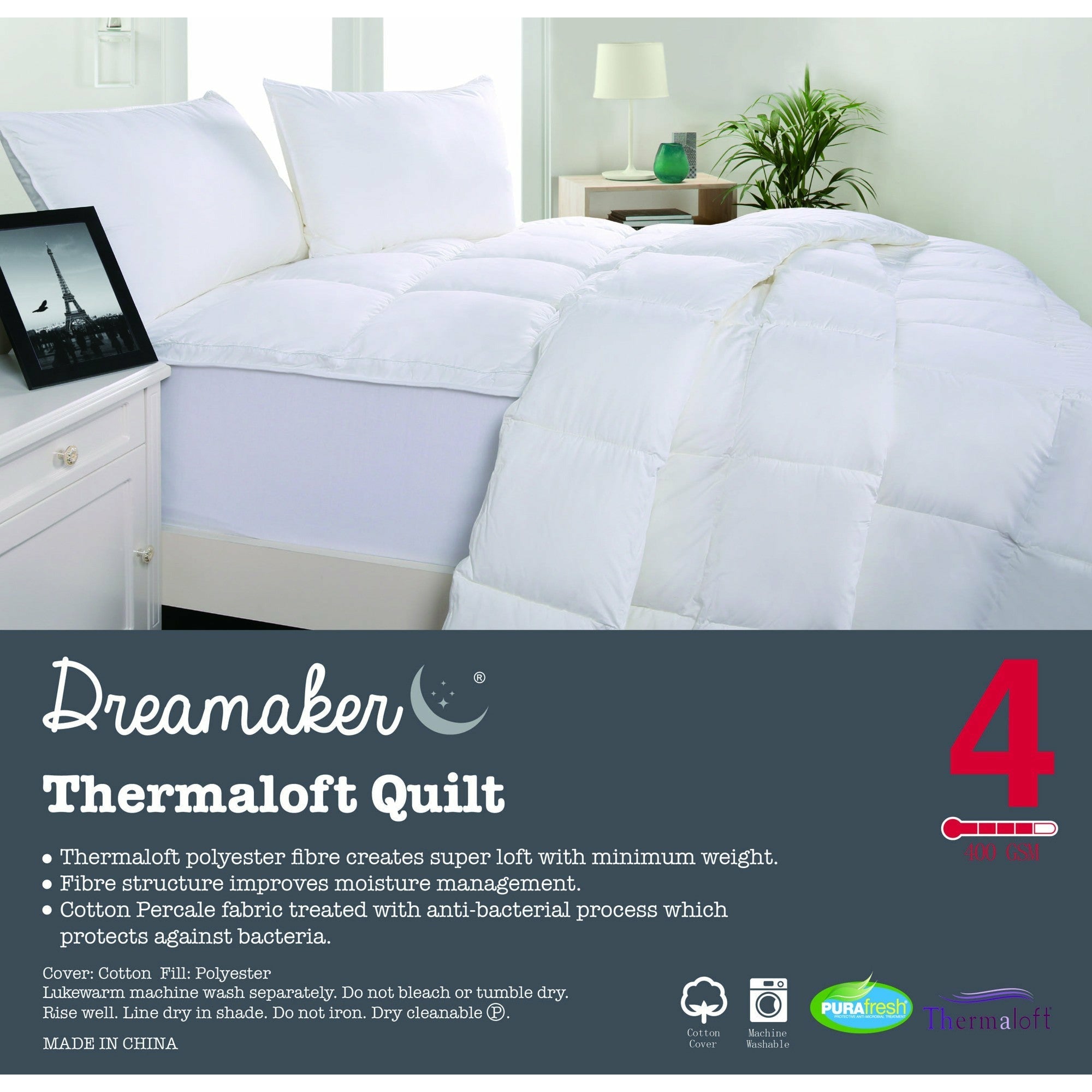 Dreamaker Thermaloft Quilt 400Gsm Queen Bed