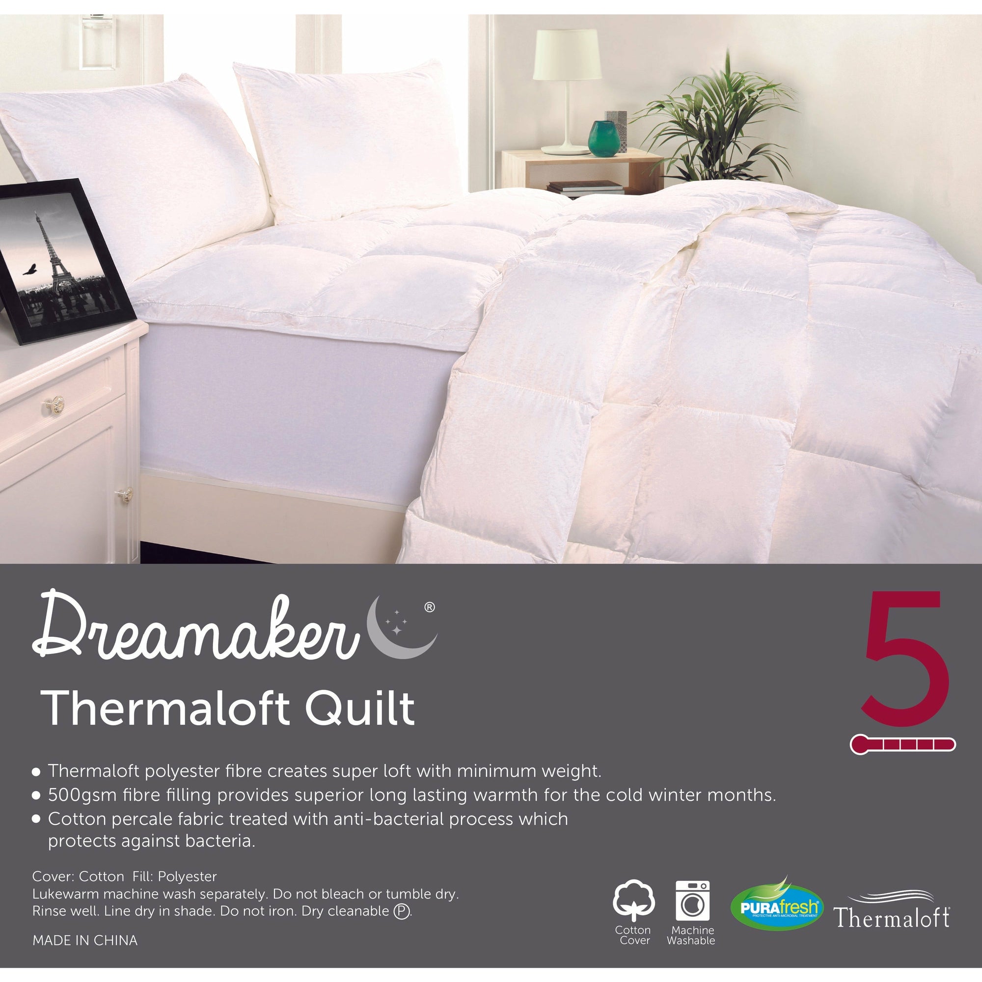 Dreamaker Thermaloft Quilt 500Gsm Single Bed