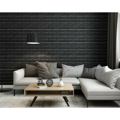 10PCS 3D Foam Black Brick Self Adhesive Home Wallpaper Panels 70 x 77cm