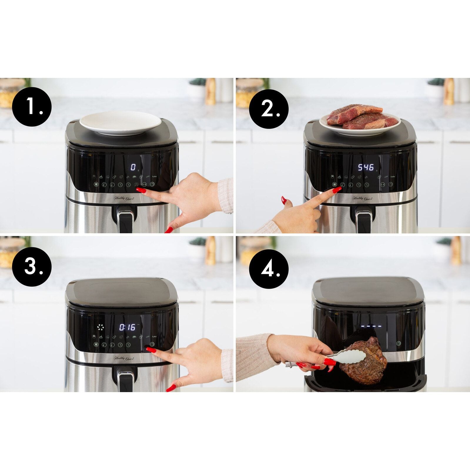 7L Air Fryer Wiz w/ Built-In Scale, 200C, 9 Cooking Programs