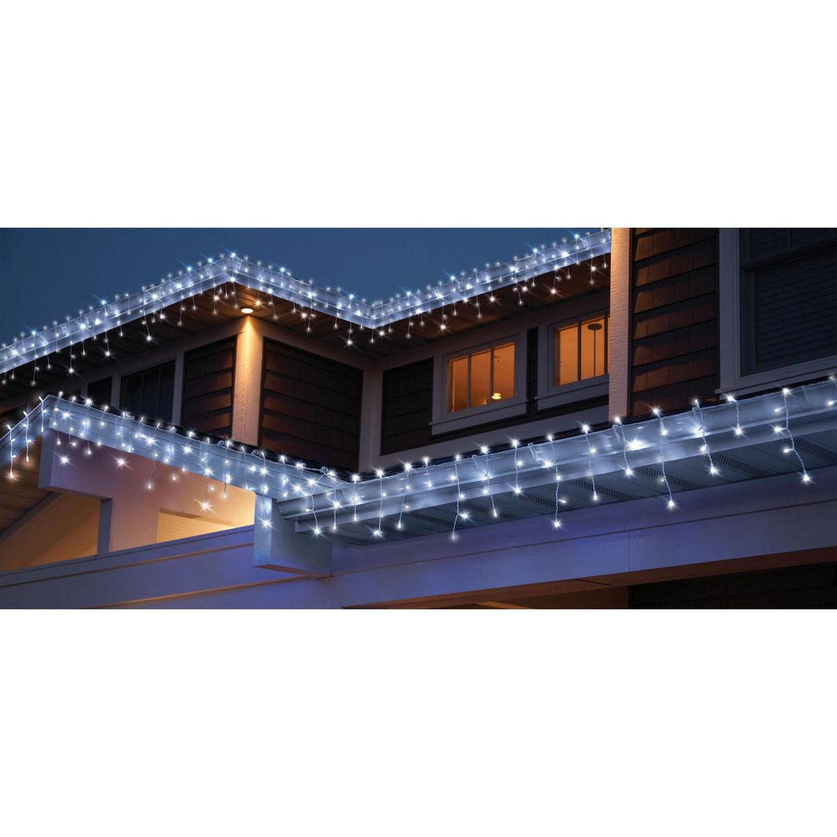 Solar white curtain lights