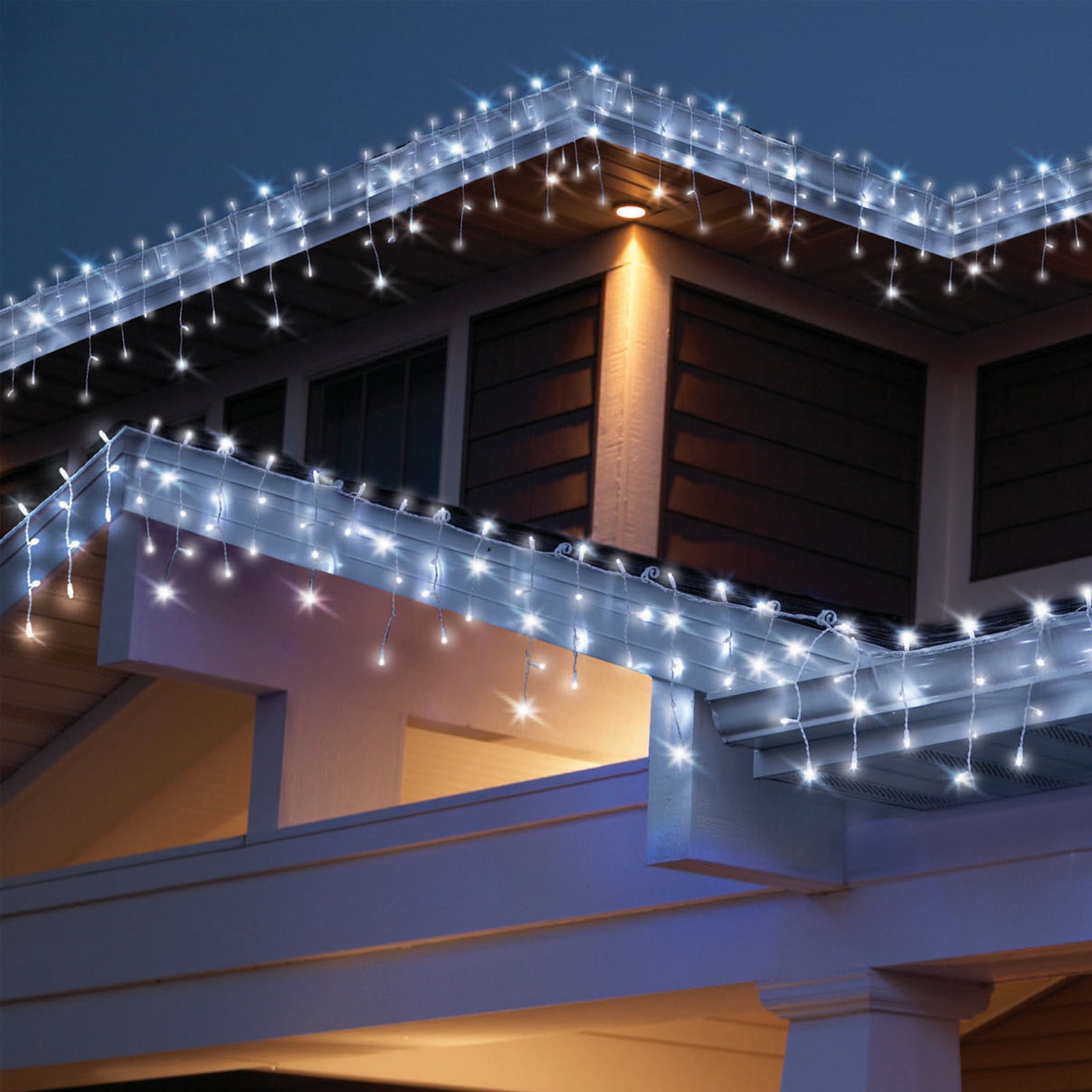 Solar white curtain lights