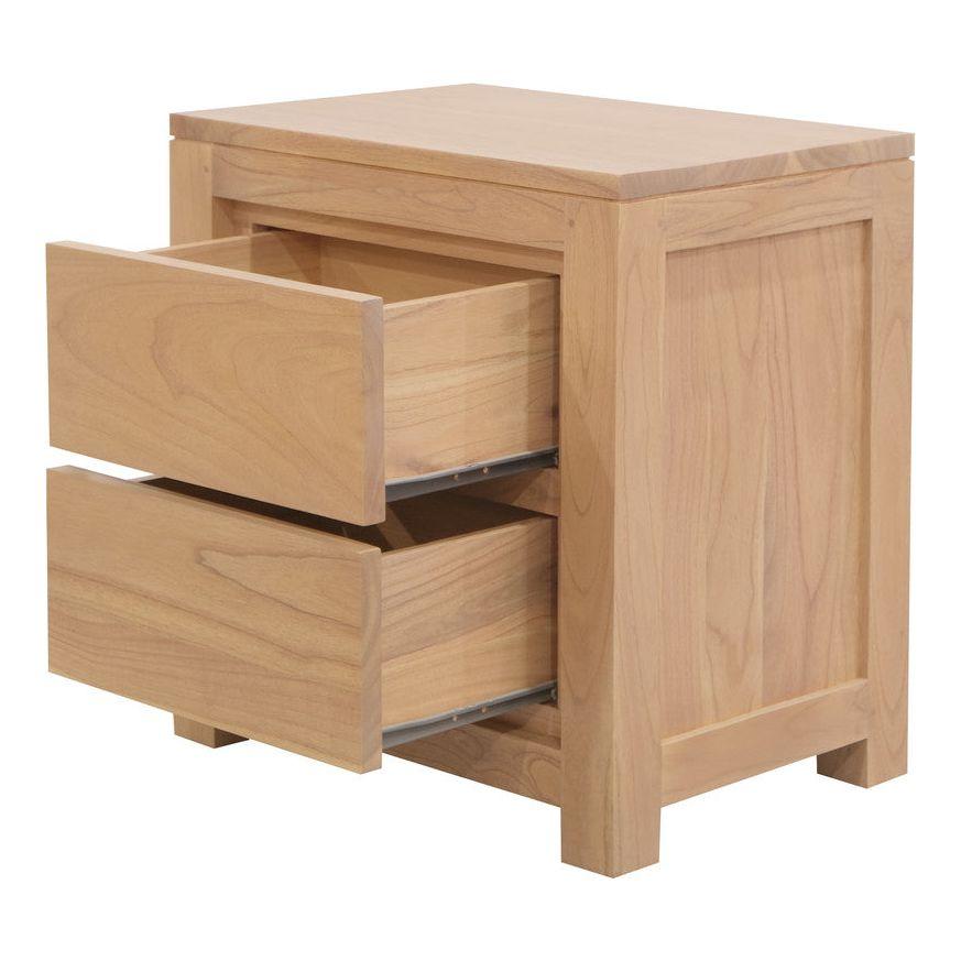 Amsterdam Solid White Cedar 2 Drawer Bedside (Natural)
