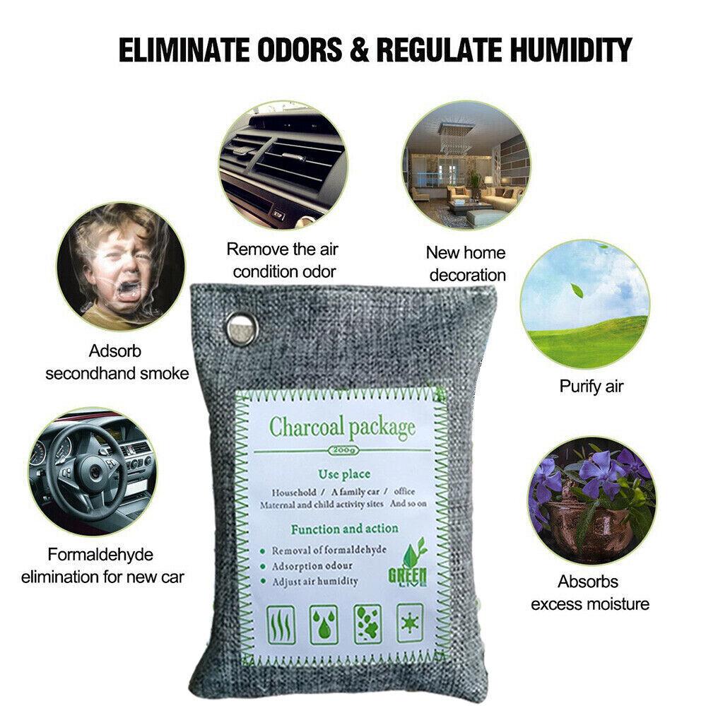 20PCS Air Purifying Bags Activated Bamboo Charcoal Freshener for Car Home Shoes 200g