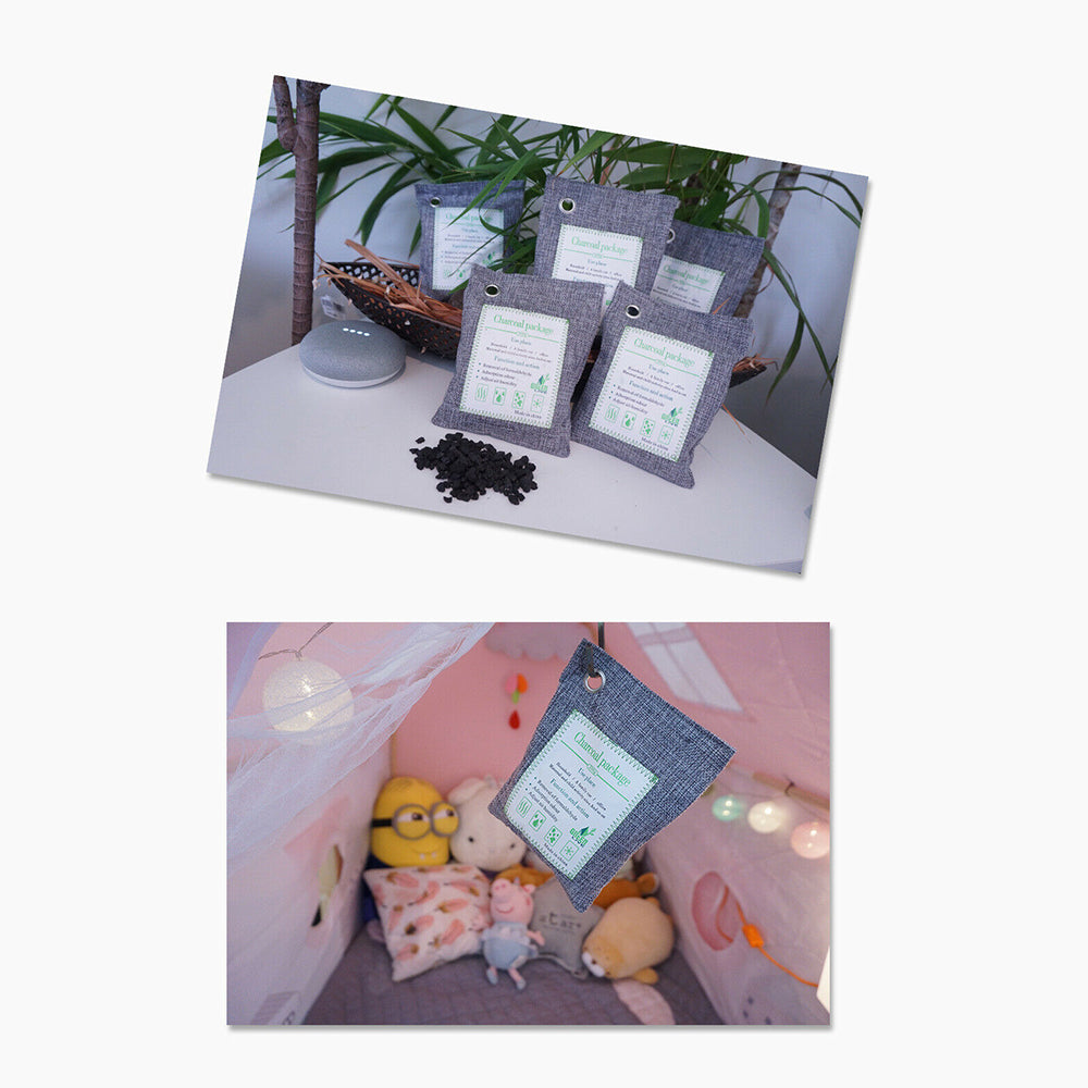 5PCS Air Purifying Bags Activated Bamboo Charcoal Freshener for Car Home Shoes 200g