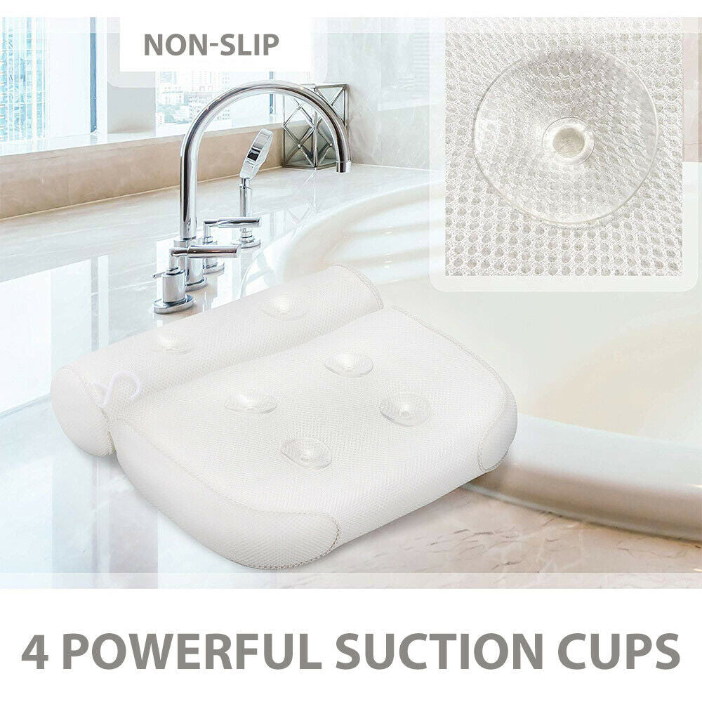 3D Spa Mesh Bath Pillow Neck Back Support Bathtub Tub Cushions