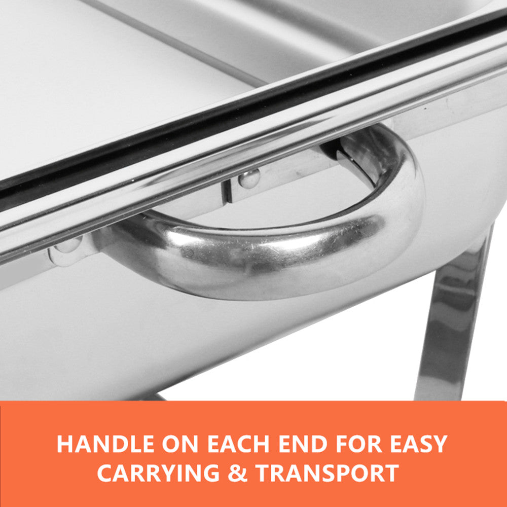 9L Chafing Dish Set Buffet Pan Bain Marie Bow Stainless Steel Food Warmer