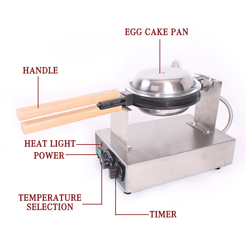 Commercial Electric Egg Puff Bubble Cake Waffle Egg Maker Machine Nonstick