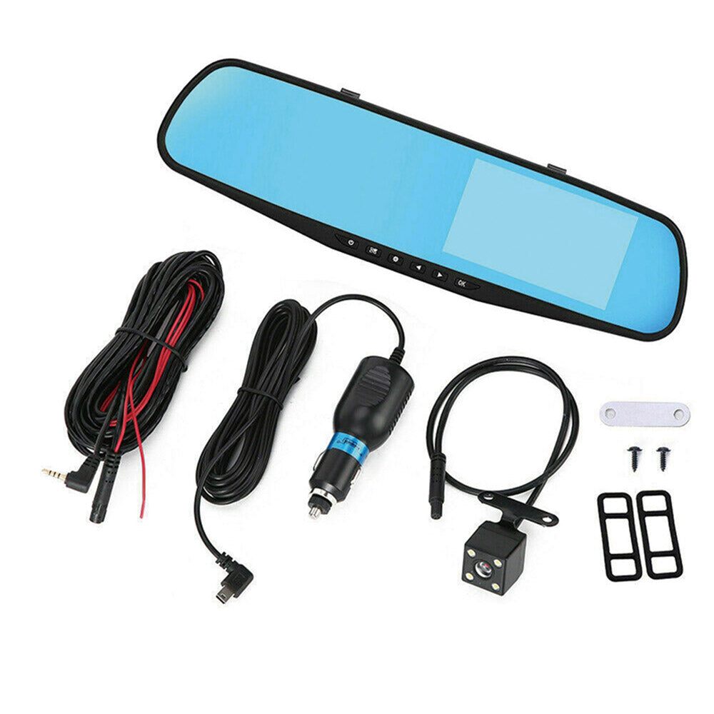 1080P Rear View Reversing Mirror 4.3&#39;&#39; Front And Rear DVR Car Dash Camera Dual Lens