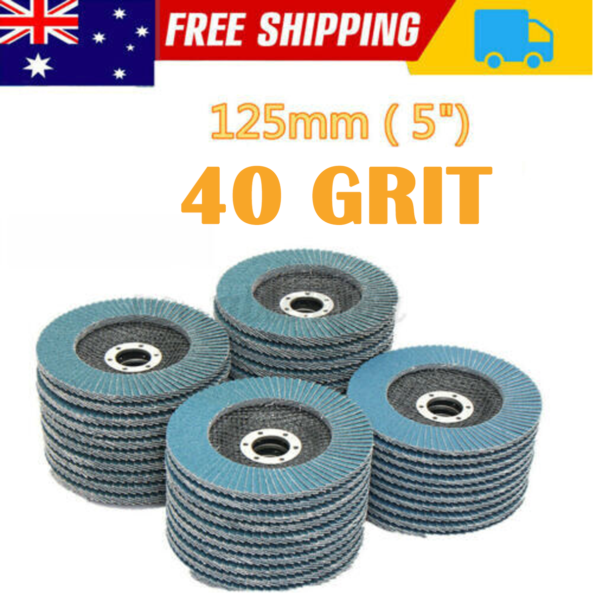 20 PCS 40 Grit Grinding Wheel 5&#39;&#39; 125MM Angle Grinder Flap Sanding Disc AU