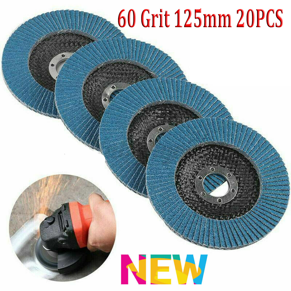 20PCS 5&quot; 125MM Angle Grinder Flap Sanding Disc 60 Grit Grinding Wheel