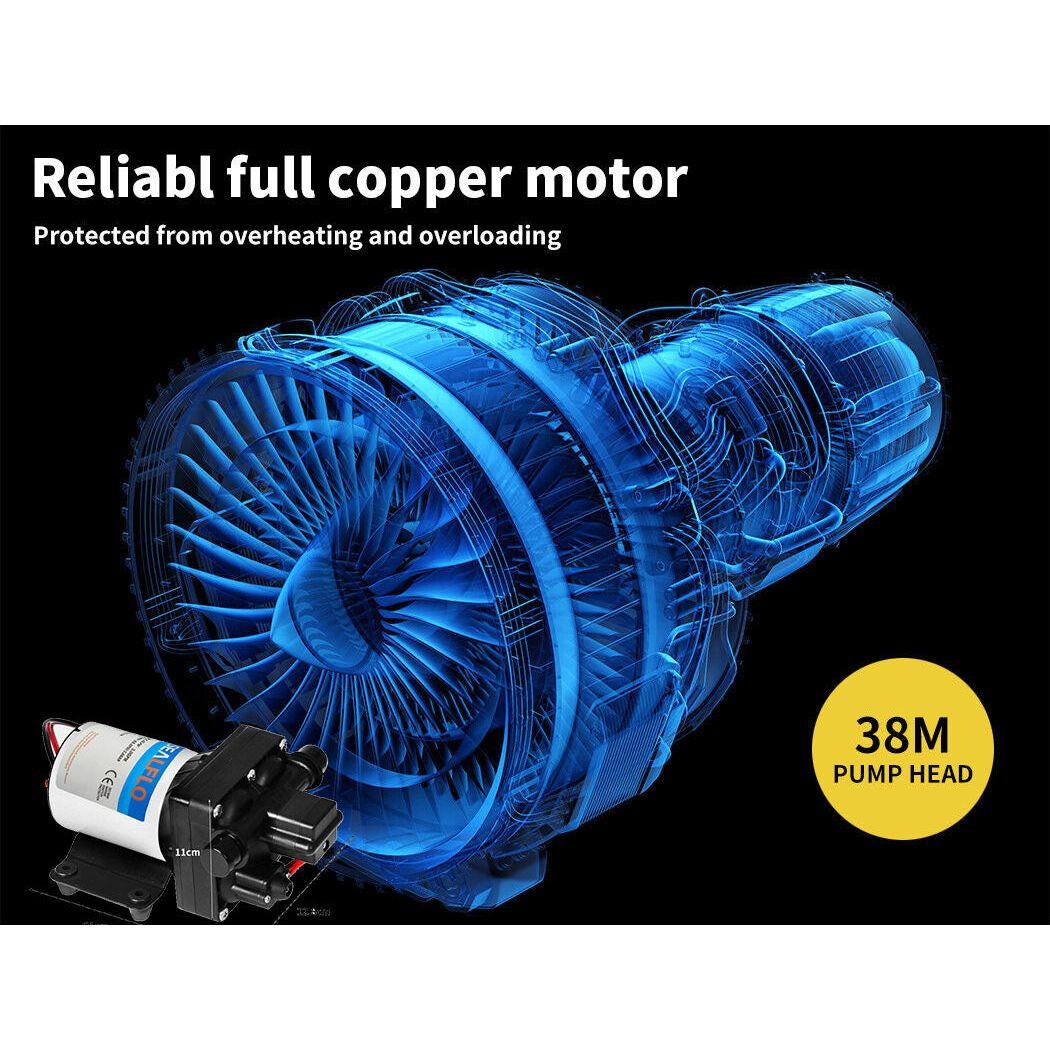 12V Caravan Water Pump High Pressure Self-priming rv Camping Boat 70PSI 20.8L/M