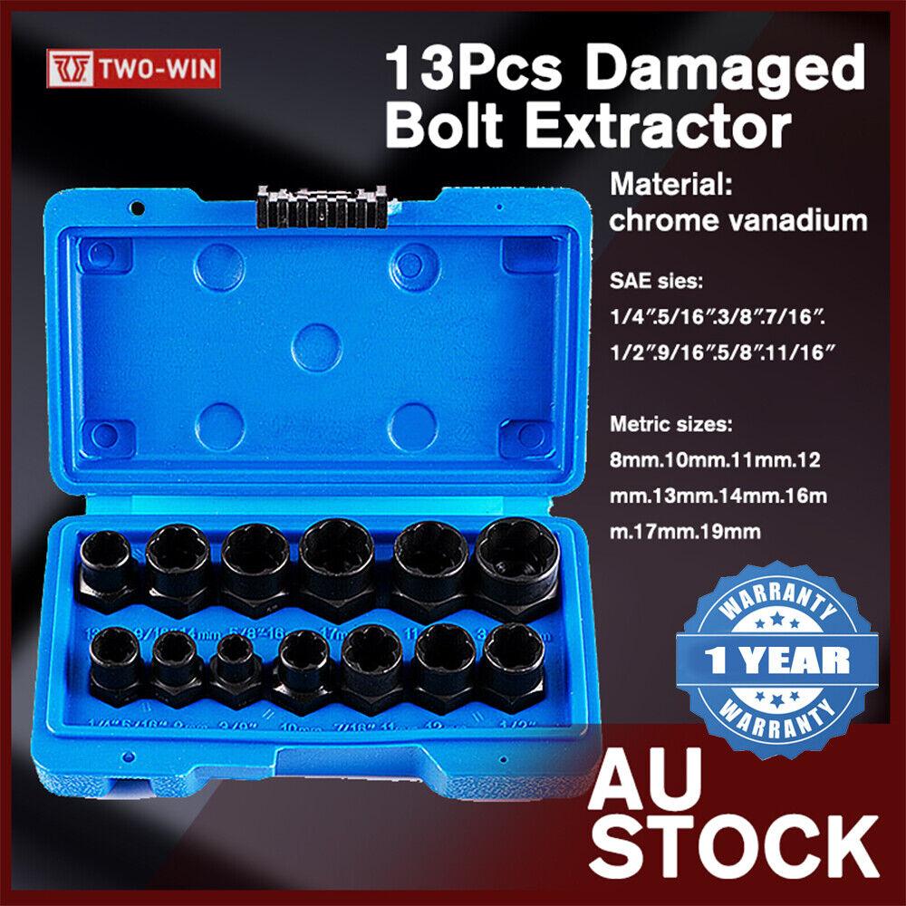 13-Piece Impact Bolt &amp; Nut Remover Set Nut Extractor Socket Bolt Remover Tool