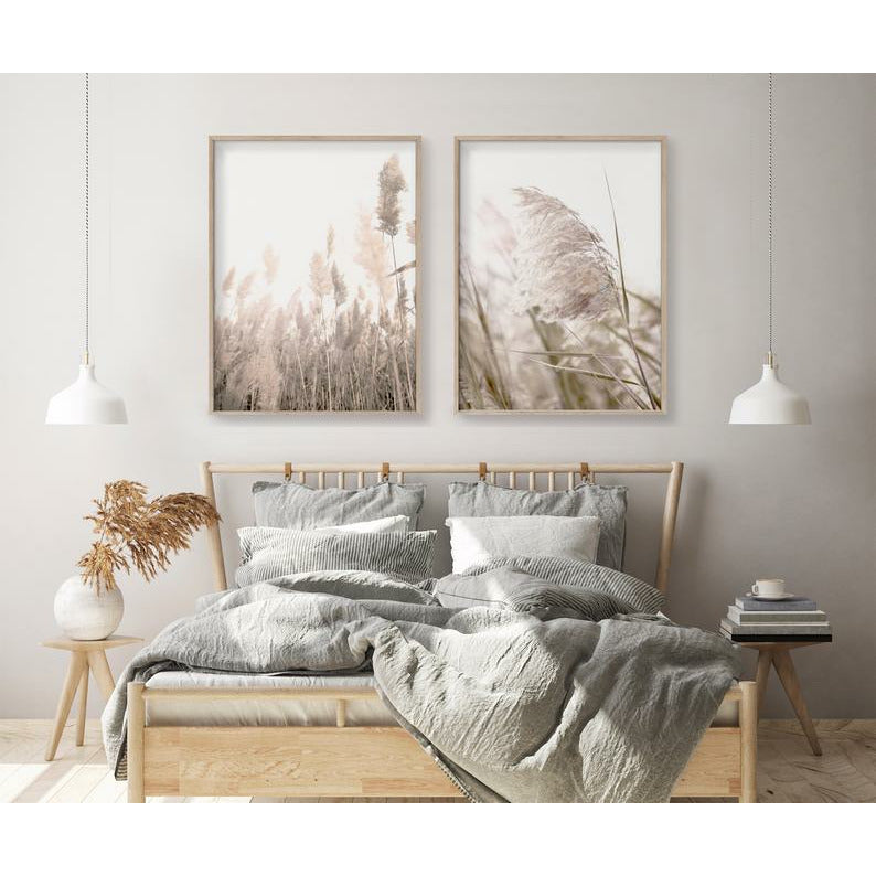 50cmx70cm Pampas Grass 2 Sets Wood Frame Canvas Wall Art