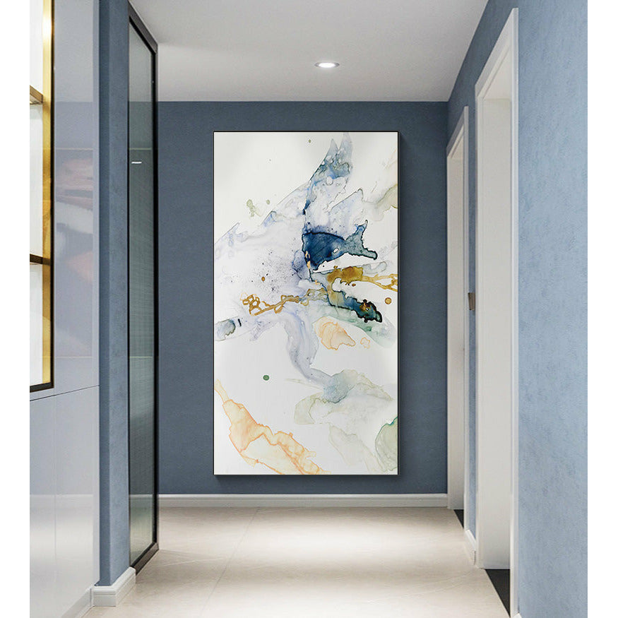 40cmx80cm Abstract Watercolour Style Black Frame Canvas Wall Art