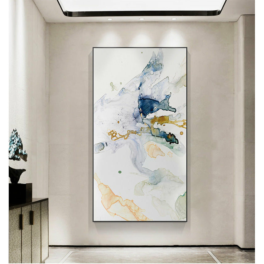50cmx100cm Abstract Watercolour Style Black Frame Canvas Wall Art