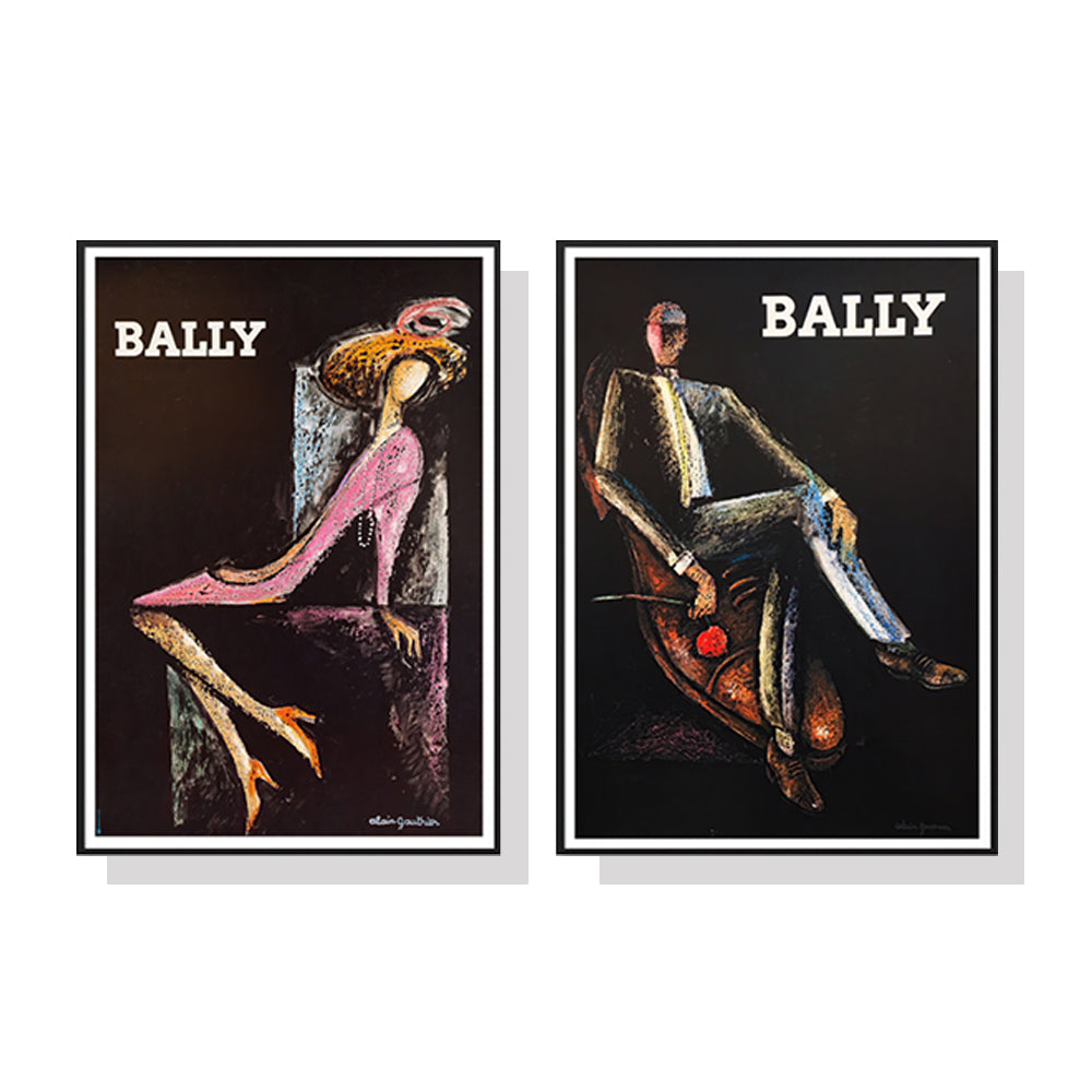 60cmx90cm Bally Man &amp; Woman 2 Sets Black Frame Canvas Wall Art