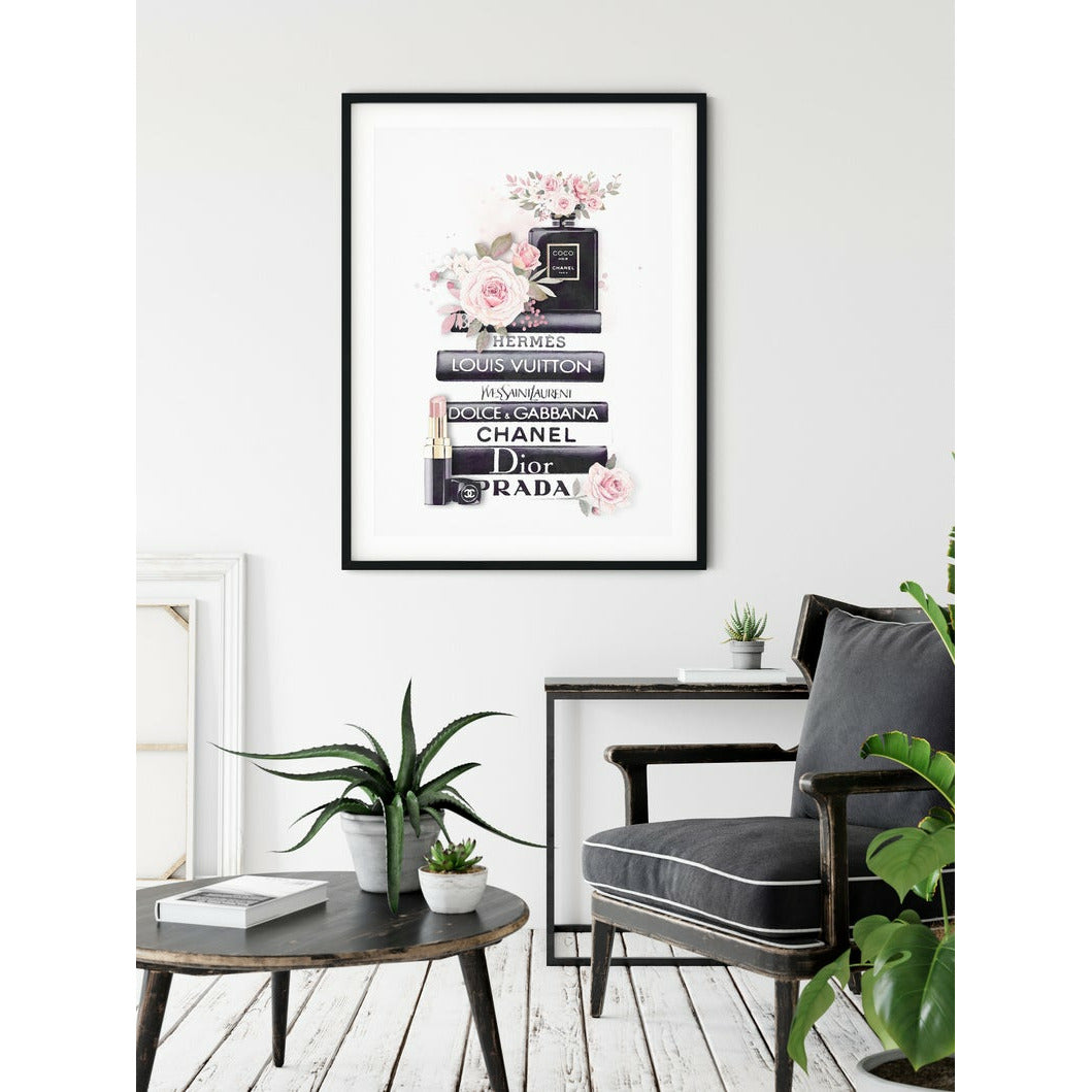 60cmx90cm Fashion Book Black Frame Canvas Wall Art