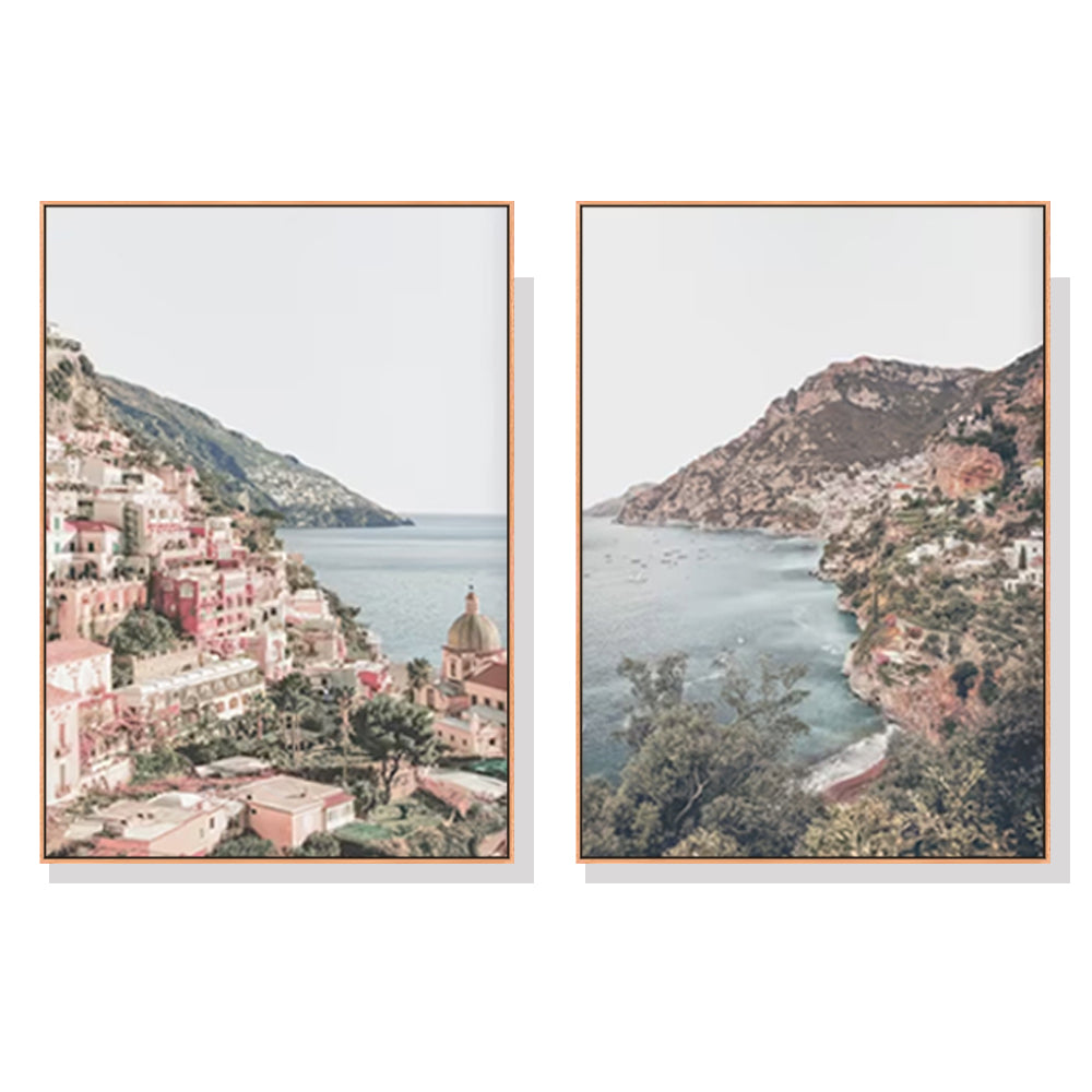 100cmx150cm Italy Positano 2 Sets Wood Frame Canvas Wall Art