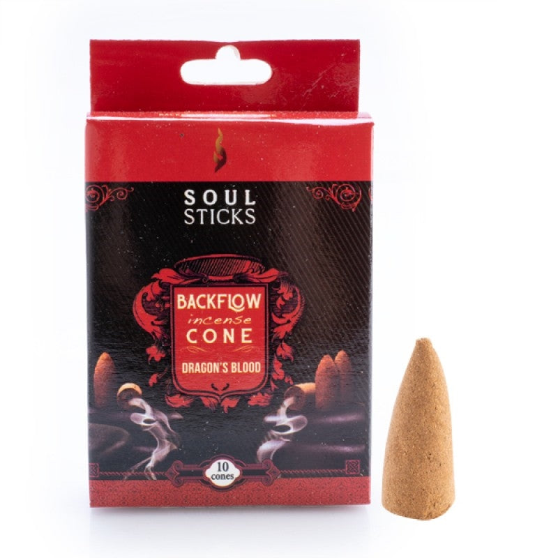 Soul Sticks Dragon&#39;s Blood Backflow Incense Cone - Set of 10