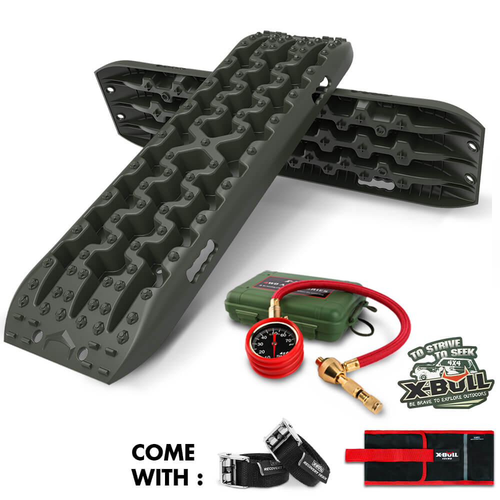 X-BULL 4x4 Recovery Tracks Boards Sand Truck Mud 4WD Gen3.0 Green/ Tyre Tire Deflator